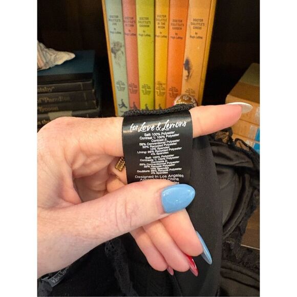 NWT For Love & Lemons Jourdan Black Lace Mini Dress With Gloves Size XS - Picture 9 of 10